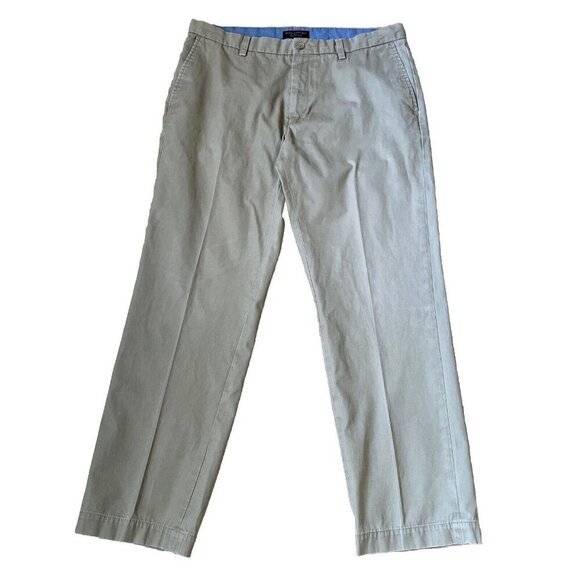 Banana Republic Emerson Chino Pants Mens Size 36 x 30.5 Khaki Flat Front Preppy - Picture 1 of 15